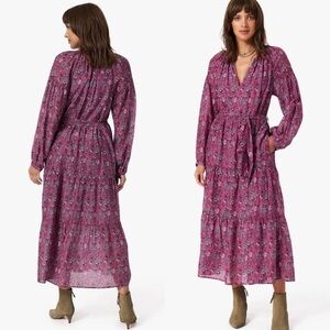 XiRENA Annieka Long Sleeve Maxi Dress in Wild Rose Pink/Maroon